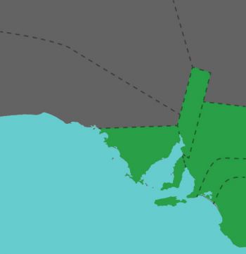 Map of regions: Central Districts, Mt Lofty Ranges & Adelaide Plains, Eyre Peninsula, Flinders Ranges, Kangaroo Island, Murray Valley, South East, Yorke Peninsula