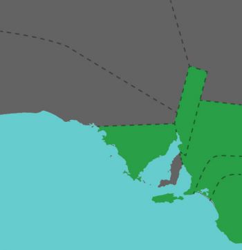 Map of regions: Central Districts, Mt Lofty Ranges & Adelaide Plains, Eyre Peninsula, Flinders Ranges, Kangaroo Island, Murray Valley, South East